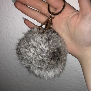 Gray Fur Keychain